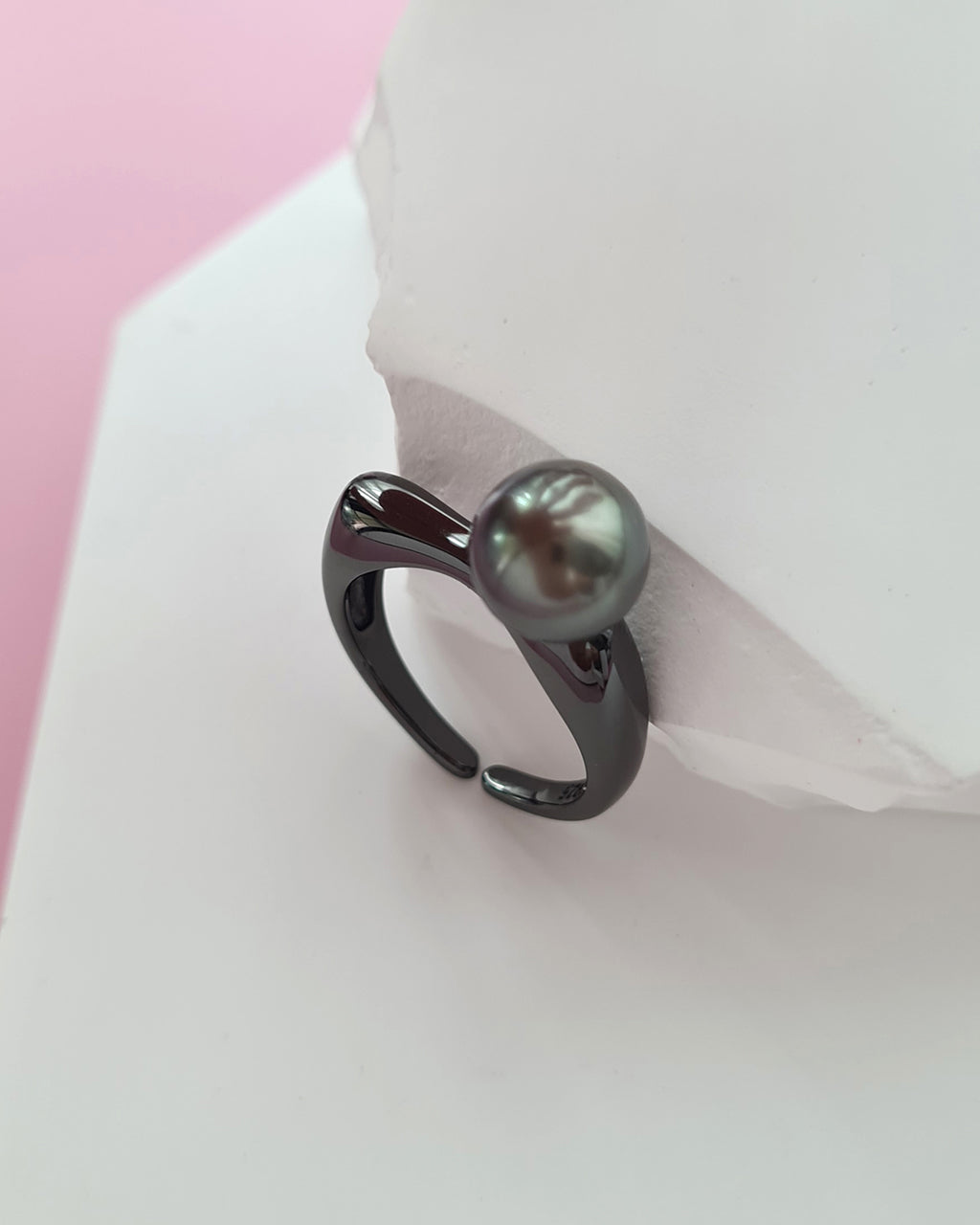 Tahitian Pearl Ring - Simply Black Pearl Ring Unisex Pearl Jewelry