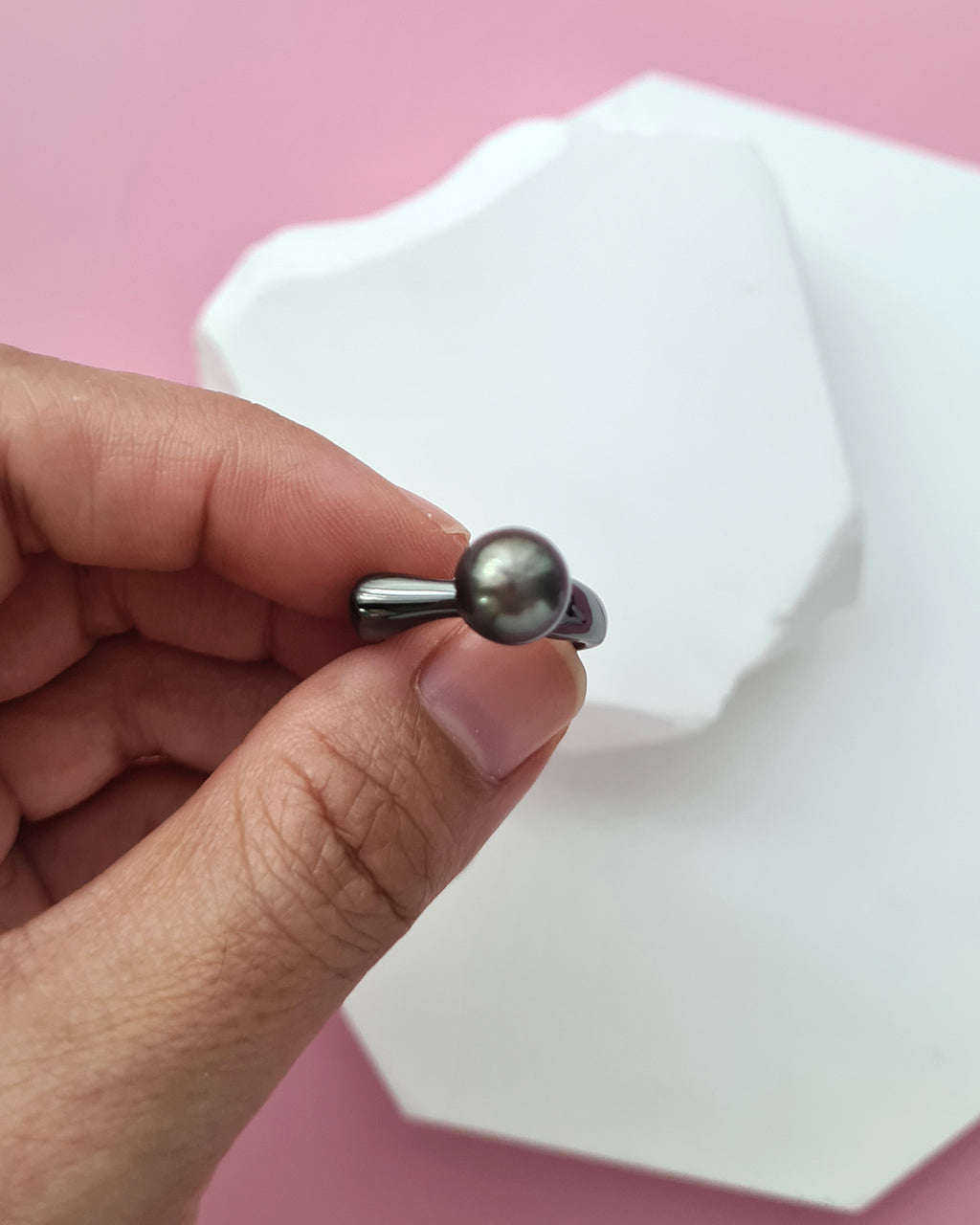 Tahitian Pearl Ring - Simply Black Pearl Ring Unisex Pearl Jewelry