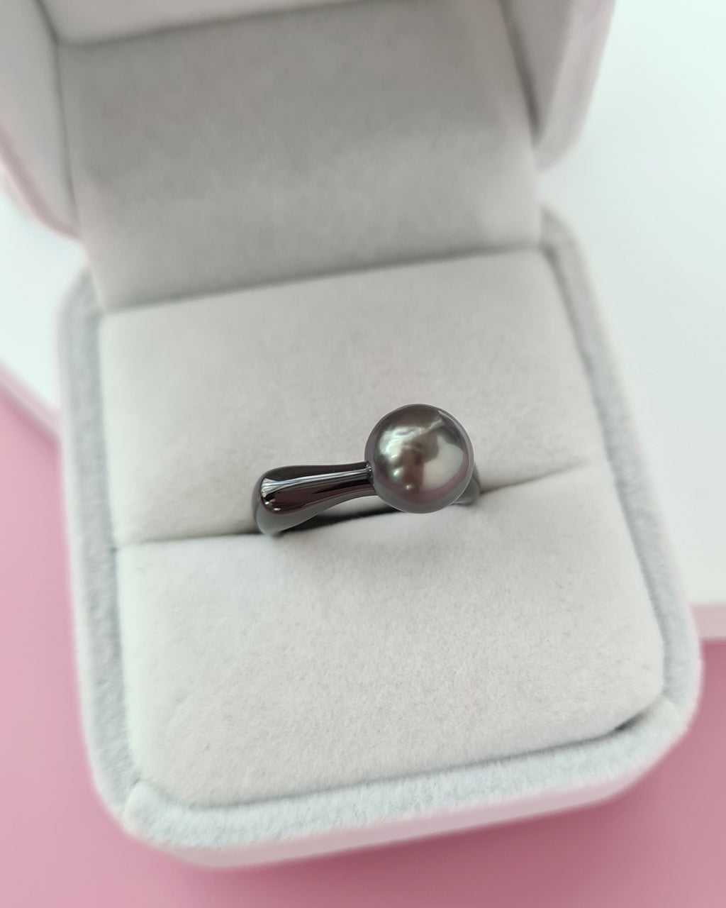 Tahitian Pearl Ring - Simply Black Pearl Ring Unisex Pearl Jewelry