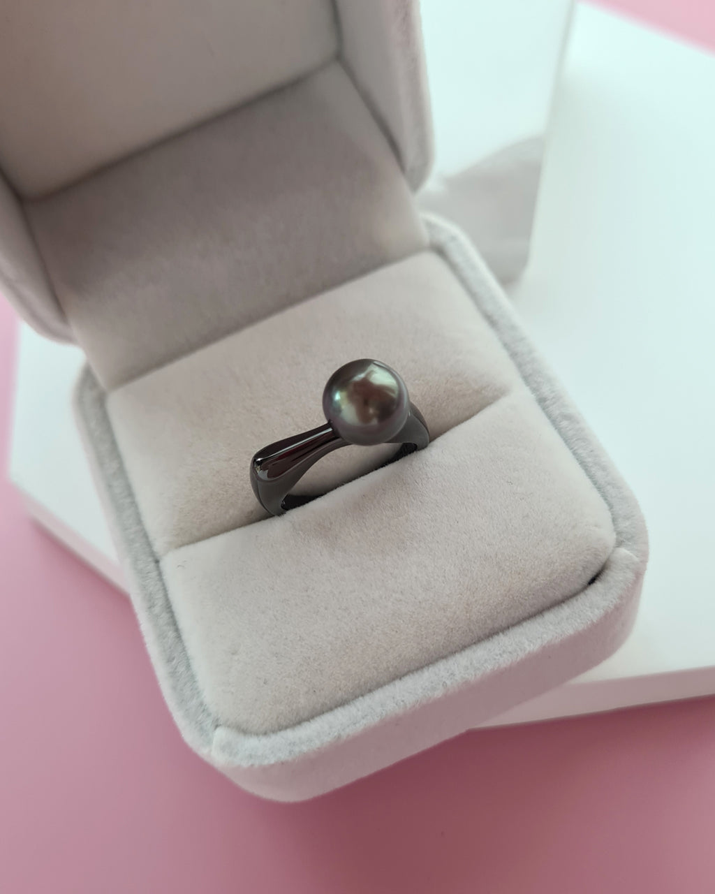 Tahitian Pearl Ring - Simply Black Pearl Ring Unisex Pearl Jewelry