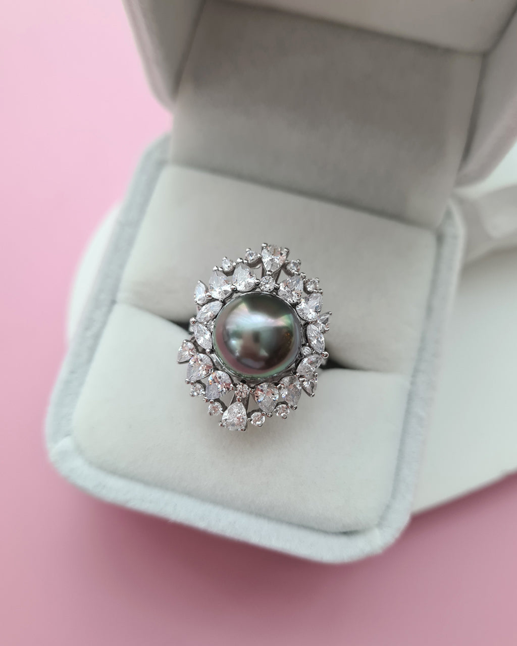 10.7mm Tahitian Pearl Ring - Royal Two Ways with Ring Jacket