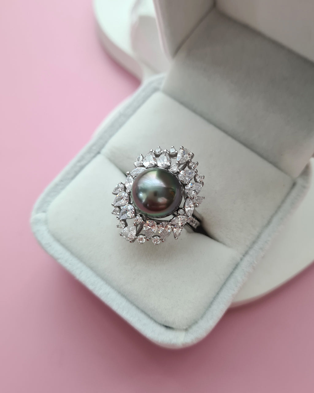 10.7mm Tahitian Pearl Ring - Royal Two Ways with Ring Jacket
