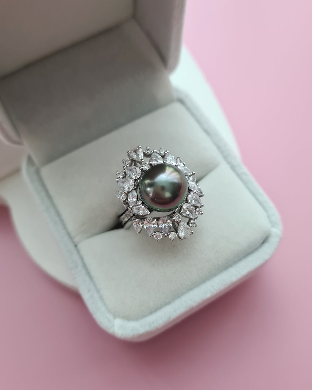 10.7mm Tahitian Pearl Ring - Royal Two Ways with Ring Jacket