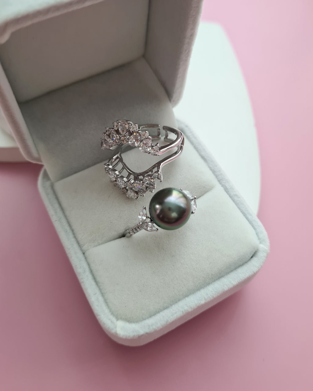10.7mm Tahitian Pearl Ring - Royal Two Ways with Ring Jacket