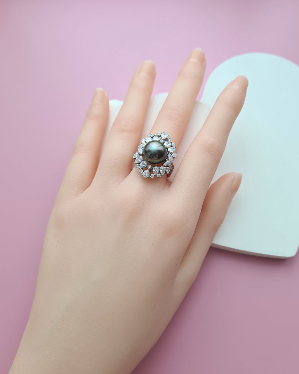 10.7mm Tahitian Pearl Ring - Royal Two Ways with Ring Jacket