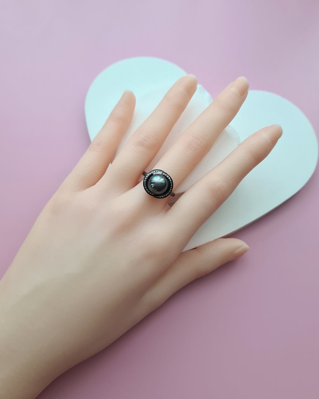 Tahitian Pearl Ring - in black, Modern Pearl Jewelry in Singapore
