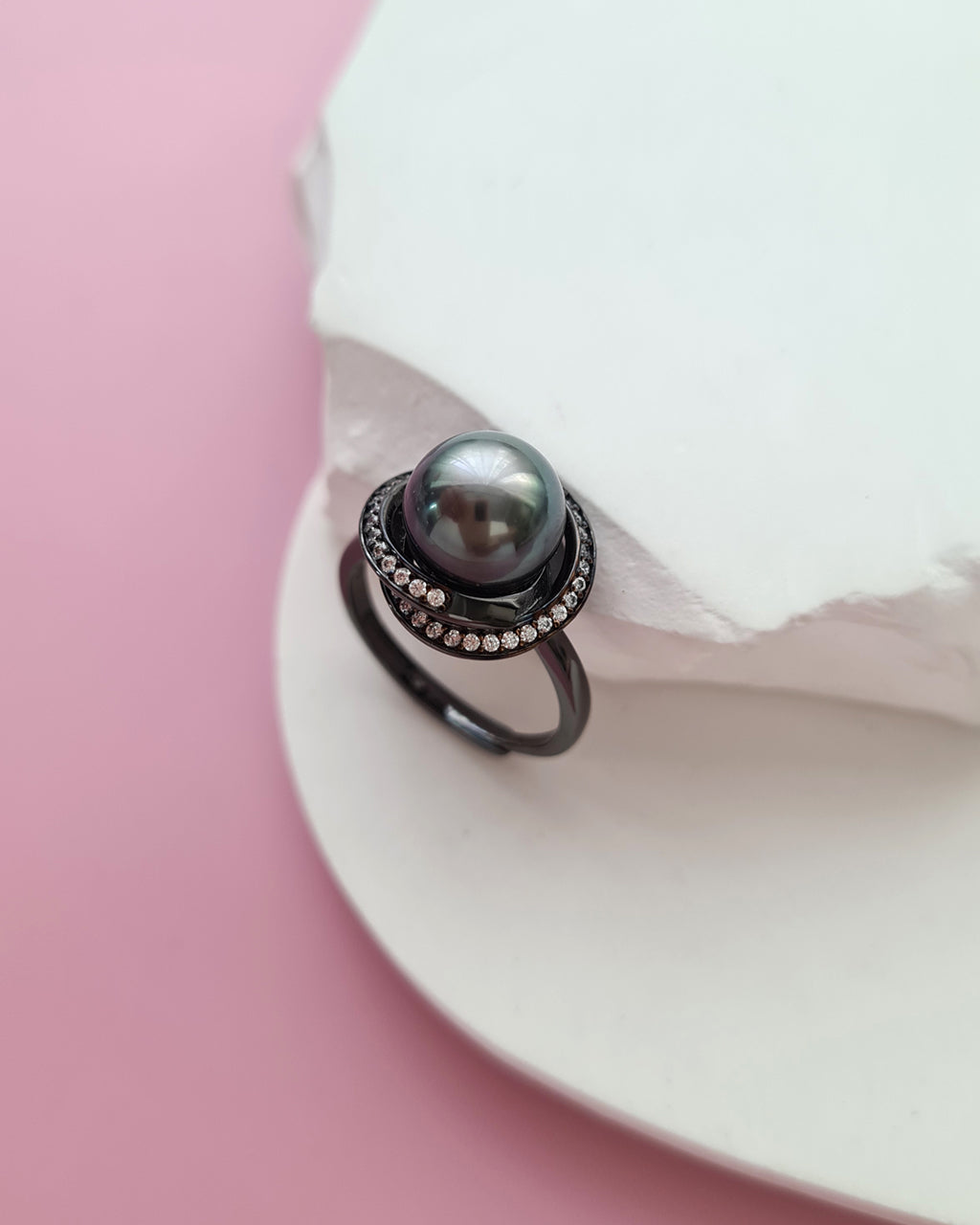 Tahitian Pearl Ring - in black, Modern Pearl Jewelry in Singapore