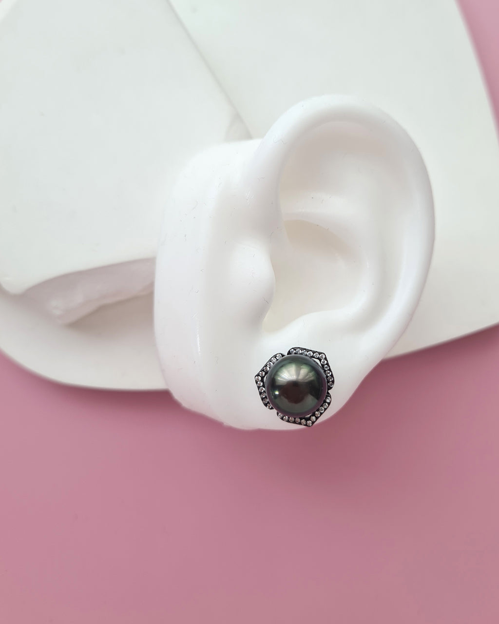 Tahitian Pearl Stud Earrings with Flora Ear Jackets