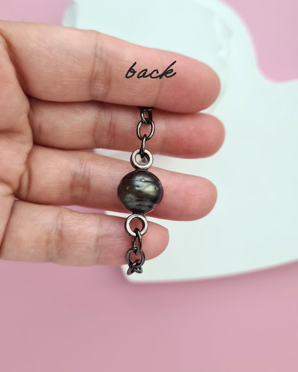 Tahitian Pearl Thick Chain Bracelet - Black Pearl Jewelry in Singapore