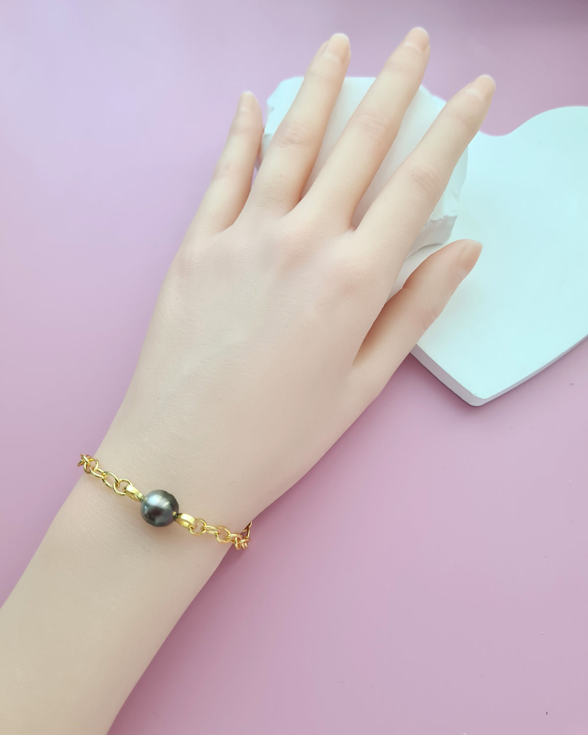 Tahitian Pearl Thick Chain Bracelet - Gold Pearl Jewelry in Singapore