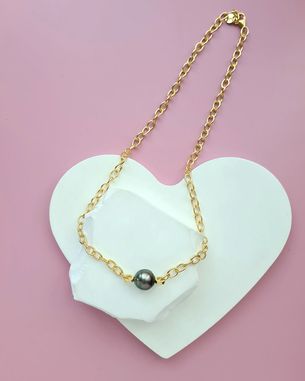 Tahitian Pearl Thick Chain Necklace - Gold Pearl Jewelry Singapore