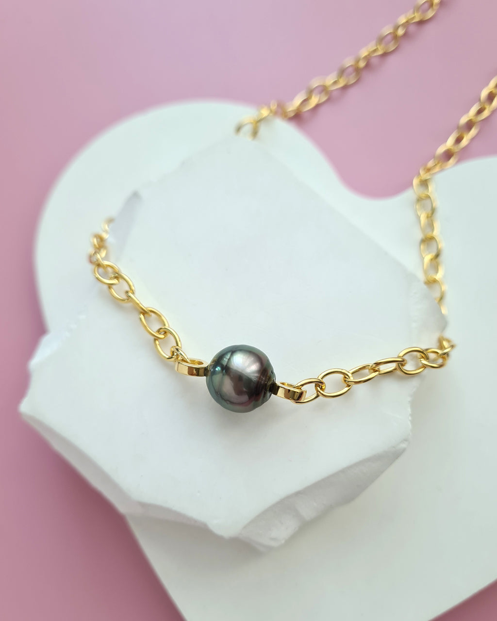 Tahitian Pearl Thick Chain Necklace - Gold Pearl Jewelry Singapore