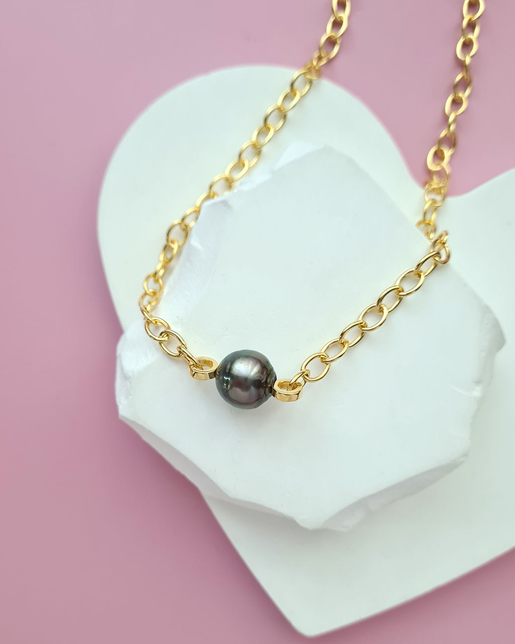 Tahitian Pearl Thick Chain Necklace - Gold Pearl Jewelry Singapore