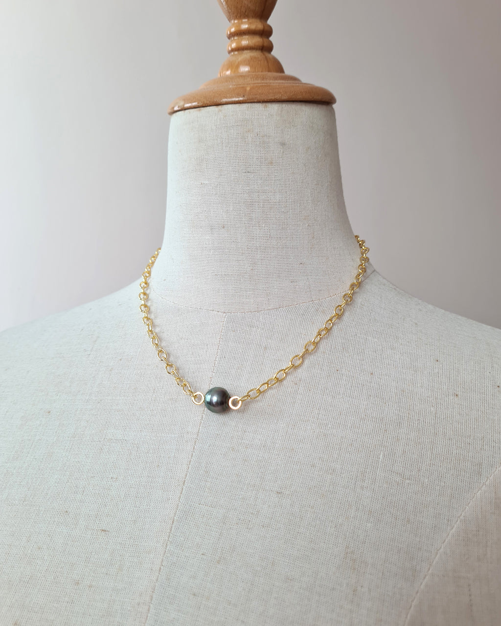 Tahitian Pearl Thick Chain Necklace - Gold Pearl Jewelry Singapore