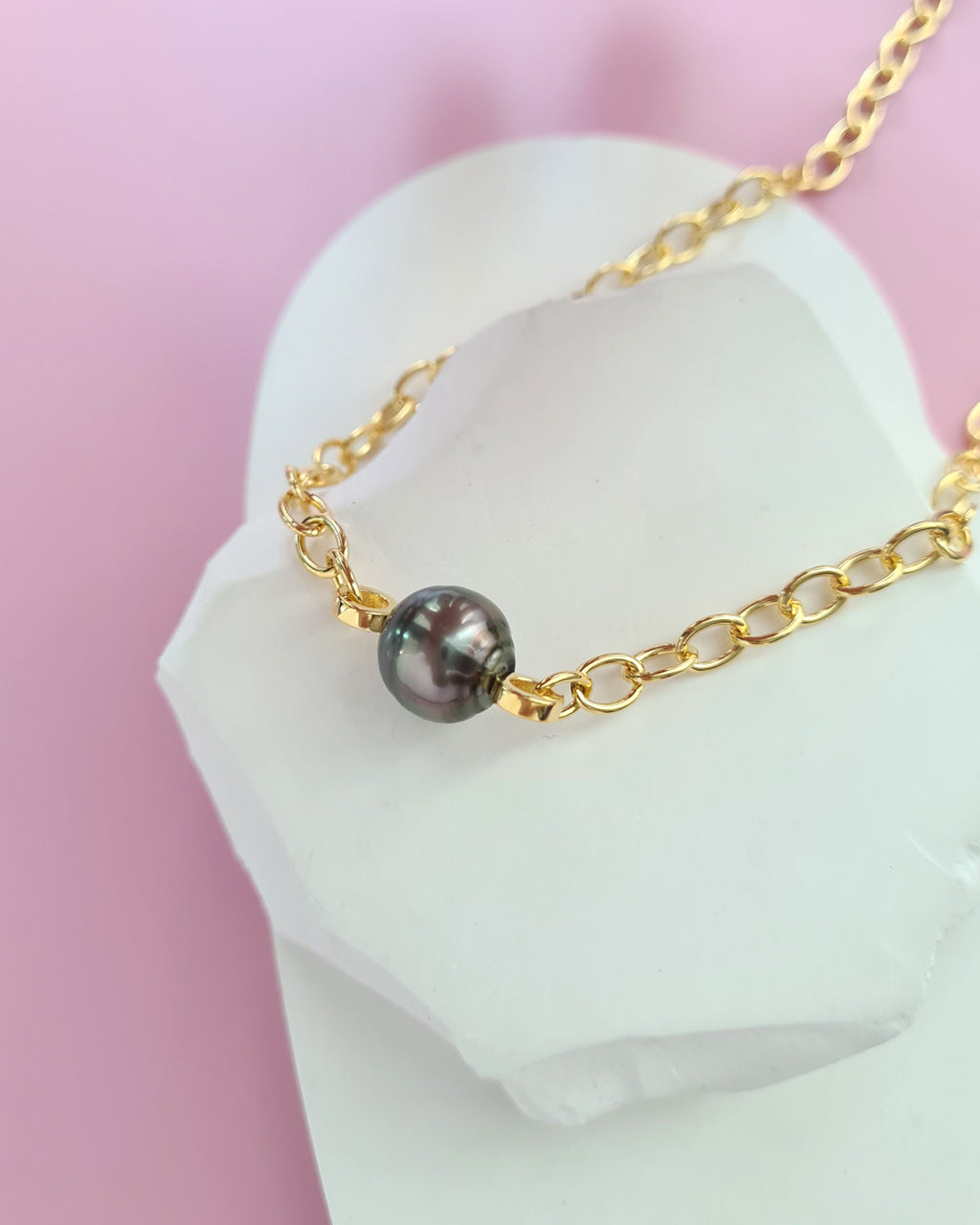 Tahitian Pearl Thick Chain Necklace - Gold Pearl Jewelry Singapore