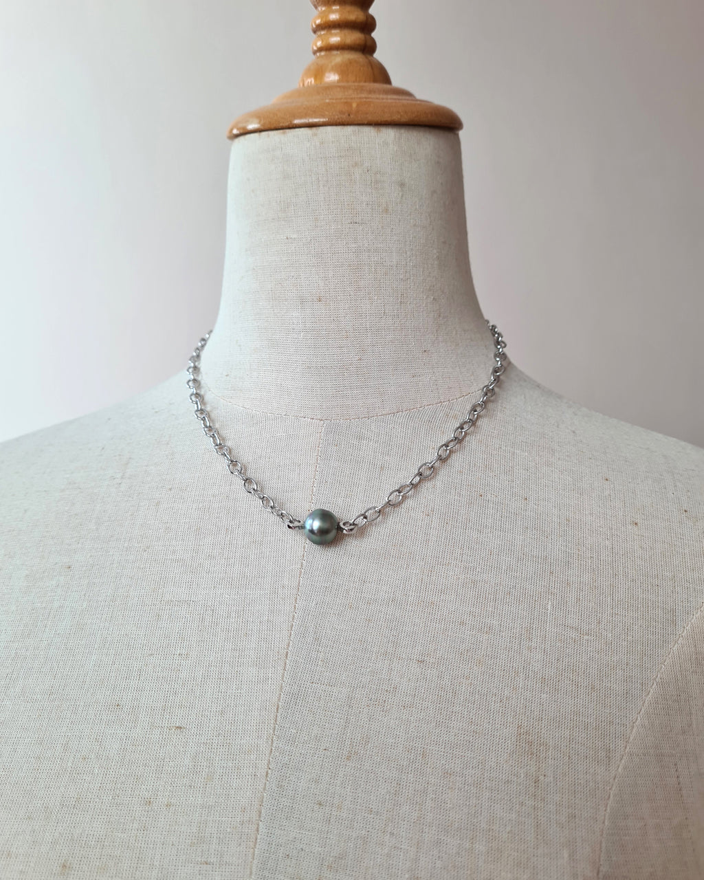Tahitian Pearl Thick Chain Necklace - Silver Pearl Jewelry Singapore