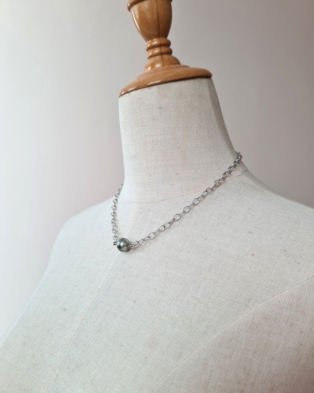 Tahitian Pearl Thick Chain Necklace - Silver Pearl Jewelry Singapore