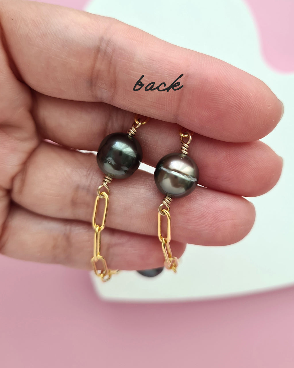 Triple Tahitian Pearl Thick Chain Necklace - Gold Pearl Jewelry in Singapore