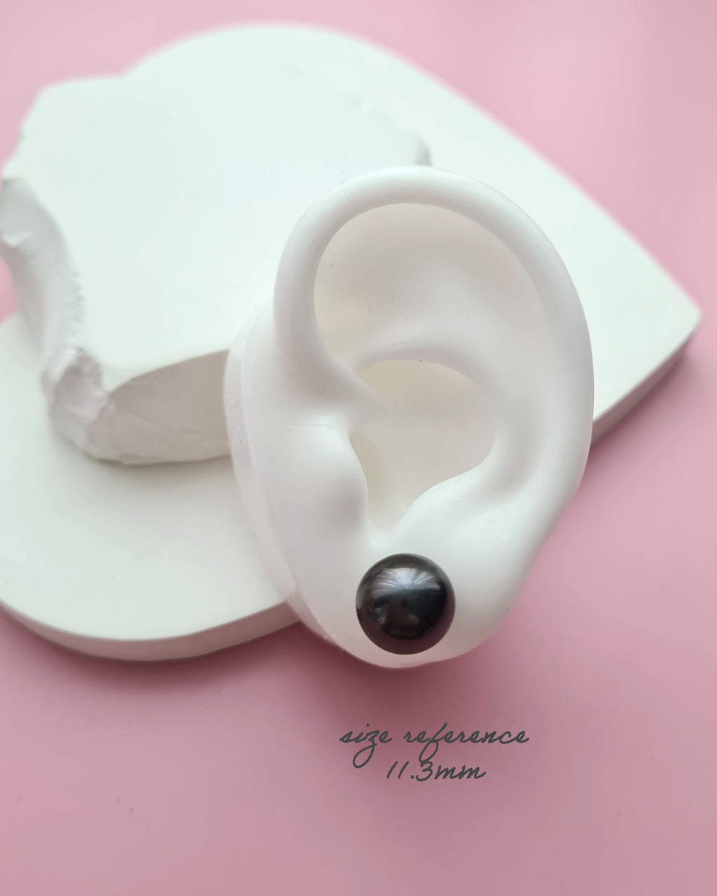 Tahitian Pearl 18K Gold Stud Earrings - 11mm Dark Green Black Pearl Jewelry in Singapore