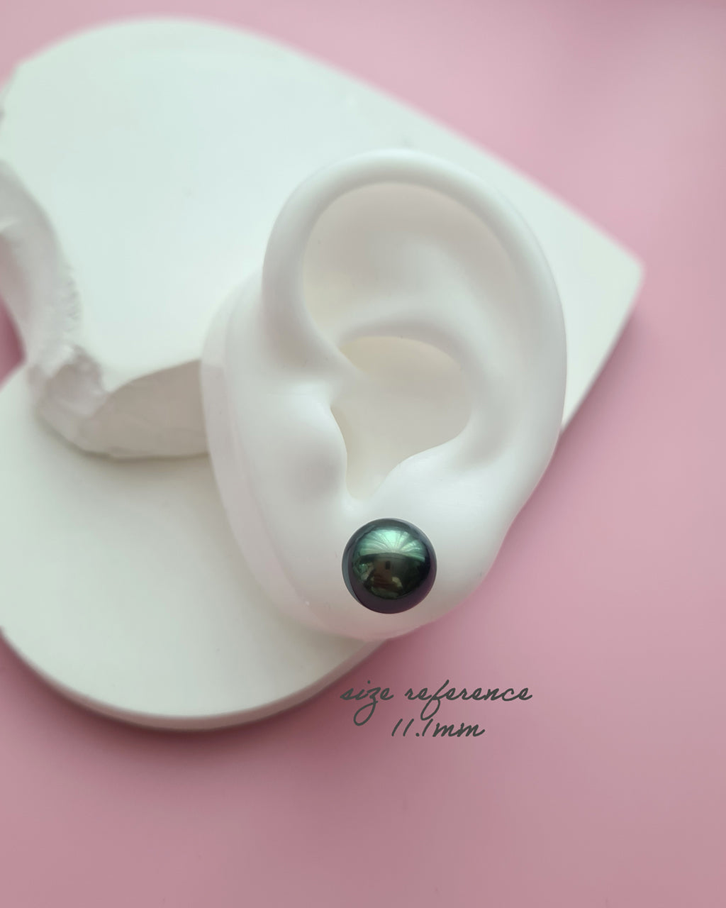 Green Tahitian Pearl 18K Gold Stud Earrings - 11mm Pearl Jewelry in Singapore