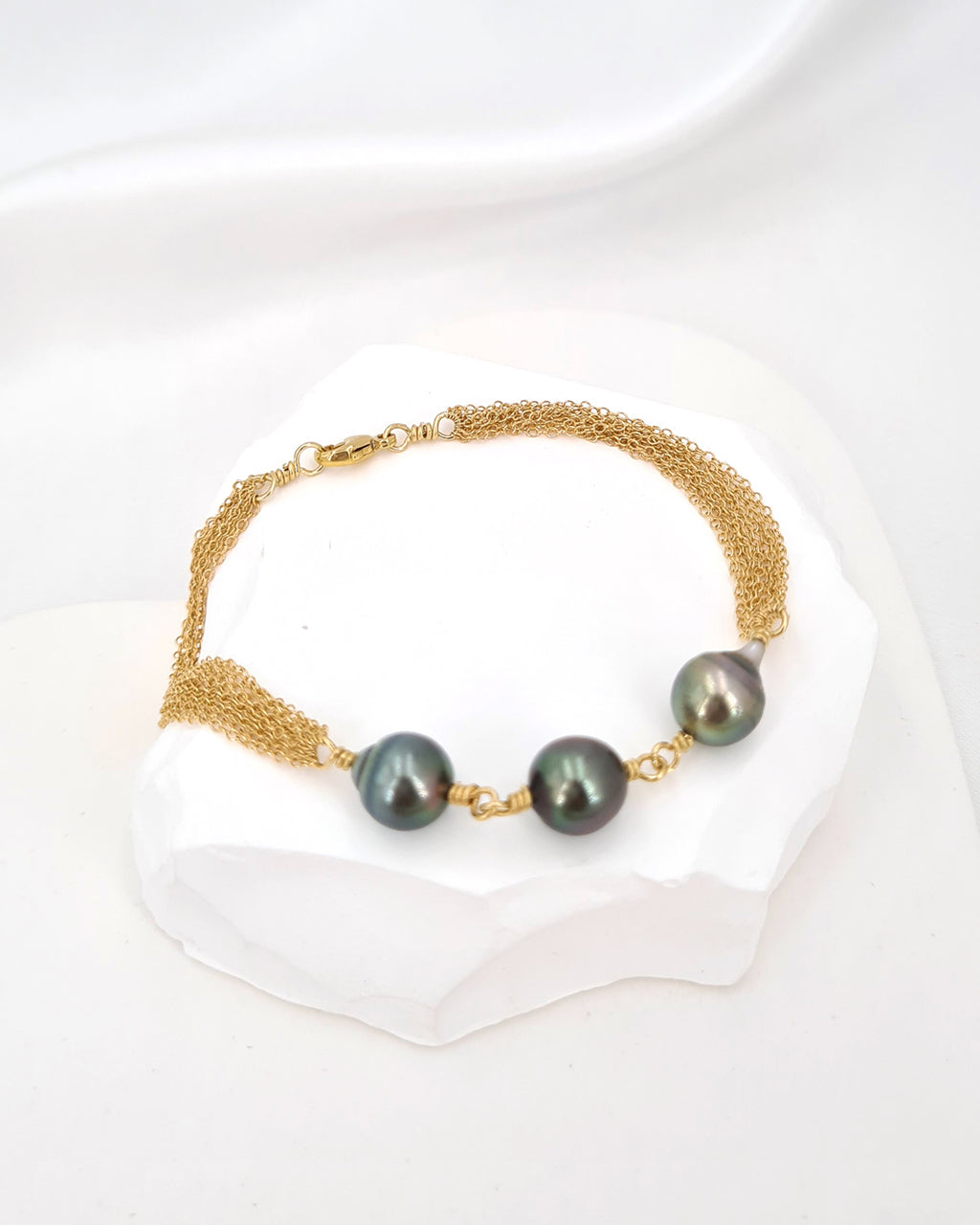 Tahitian Pearl Bracelet Multi-Chain Bracelet Handmade Pearl Jewelry from Singapore