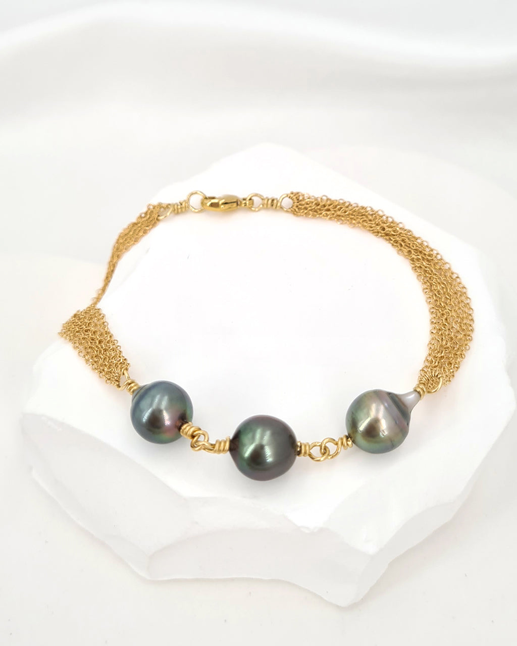 Tahitian Pearl Bracelet Multi-Chain Bracelet Handmade Pearl Jewelry from Singapore