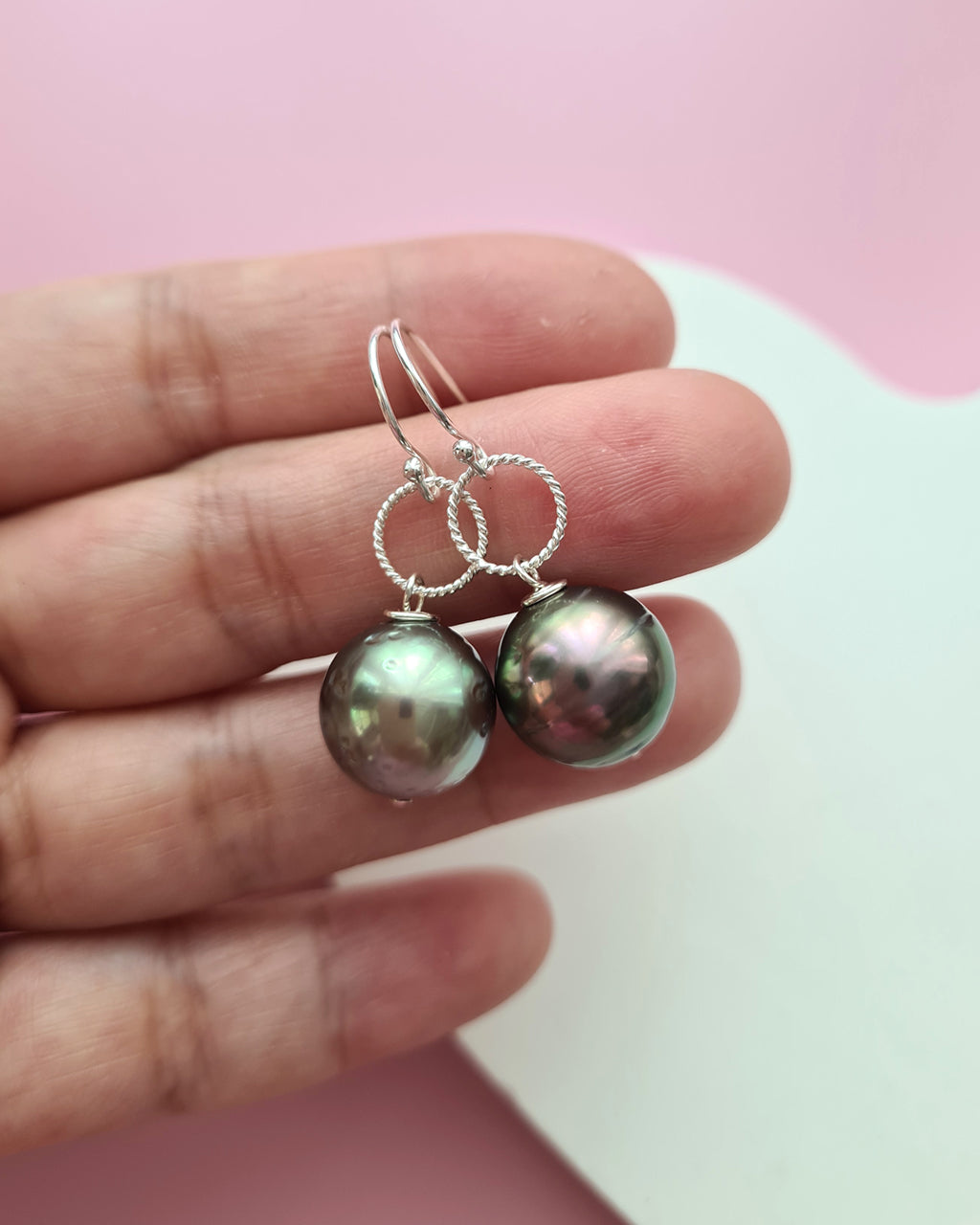 Tahitian Pearl Earrings - 12mm Simple Handmade Pearl Jewelry in Singapore