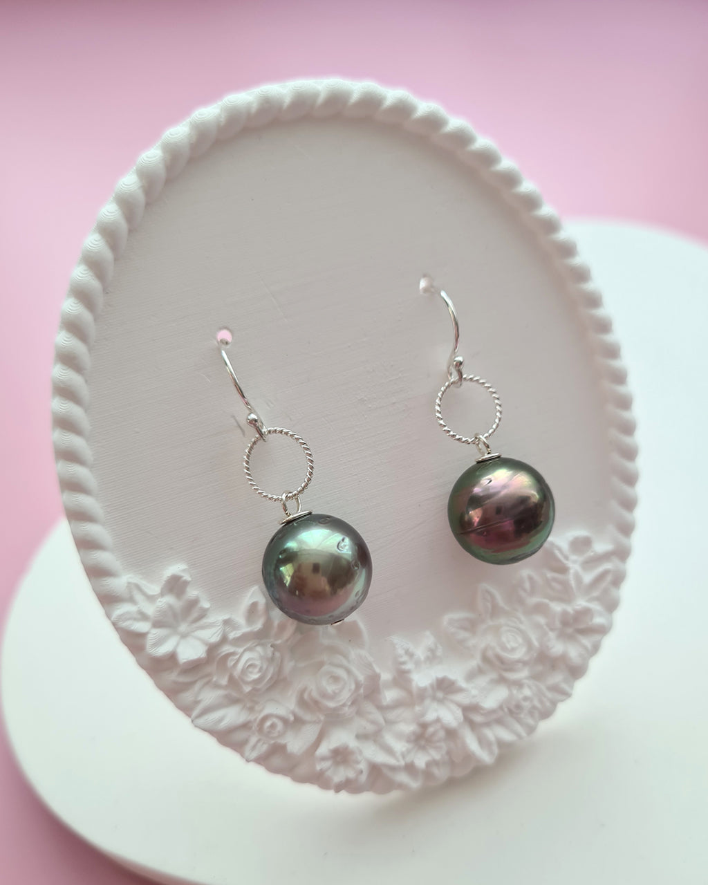 Tahitian Pearl Earrings - 12mm Simple Handmade Pearl Jewelry in Singapore