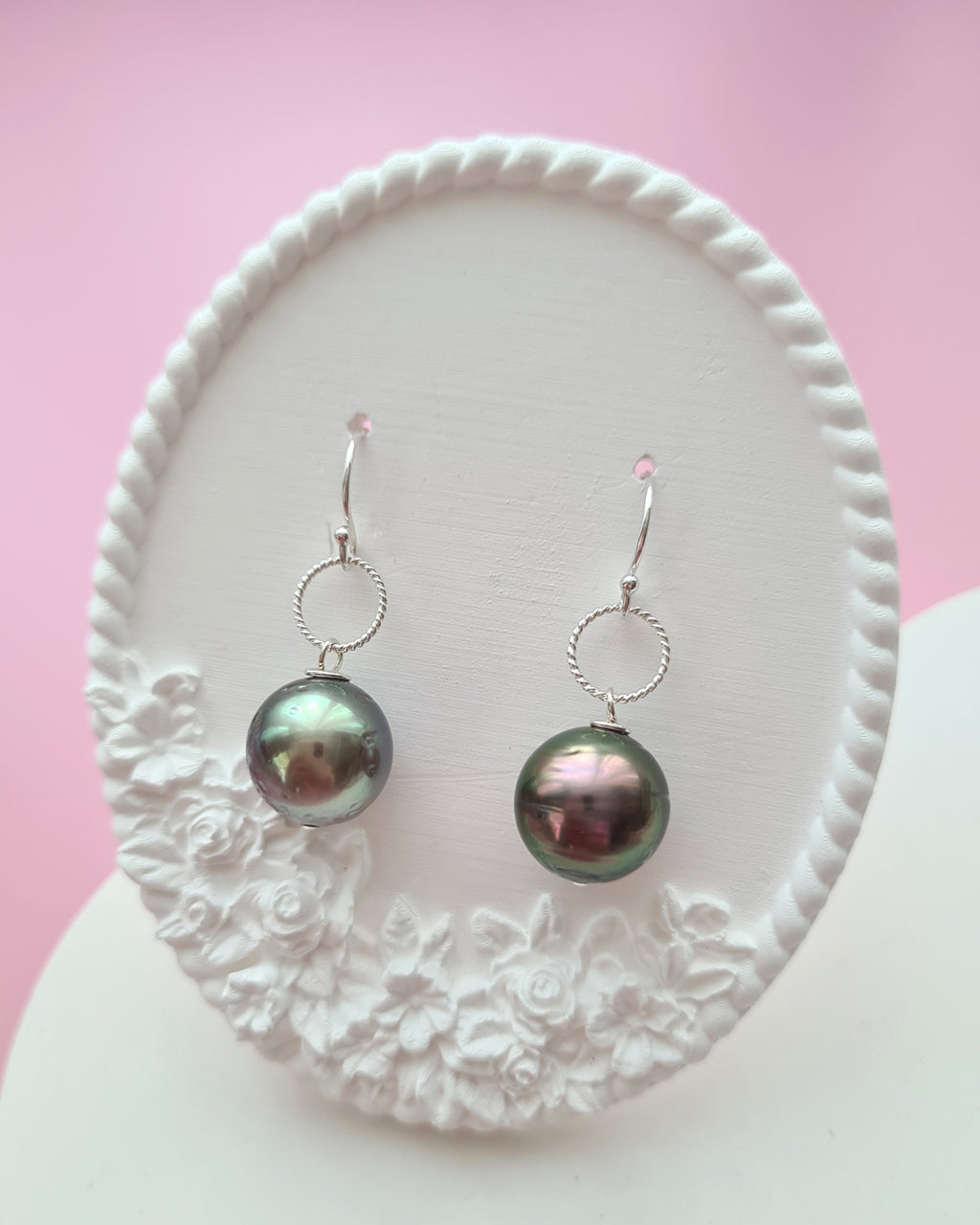 Tahitian Pearl Earrings - 12mm Simple Handmade Pearl Jewelry in Singapore