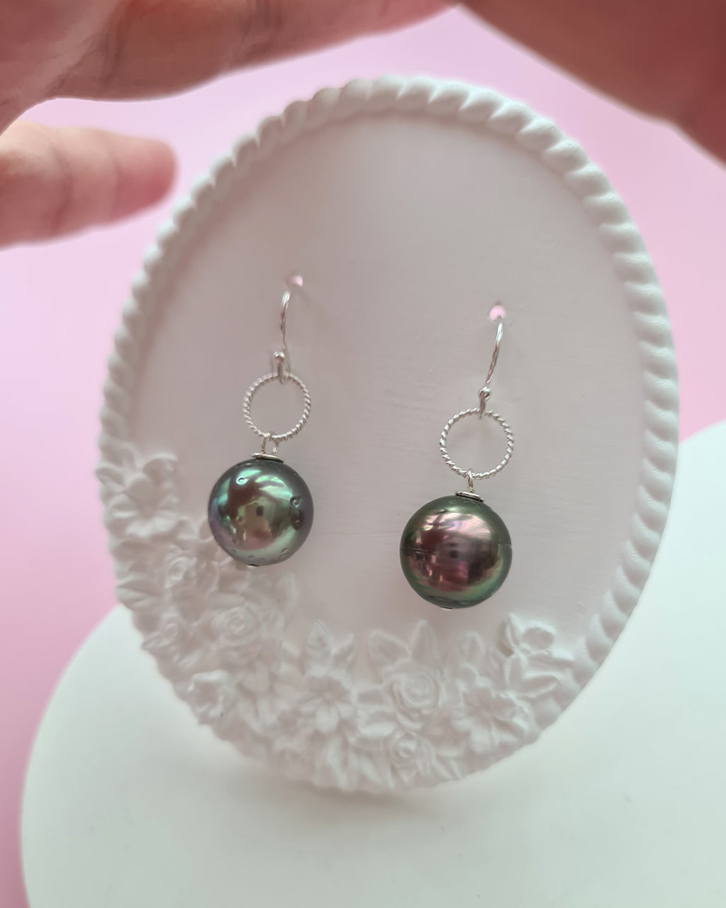 Tahitian Pearl Earrings - 12mm Simple Handmade Pearl Jewelry in Singapore