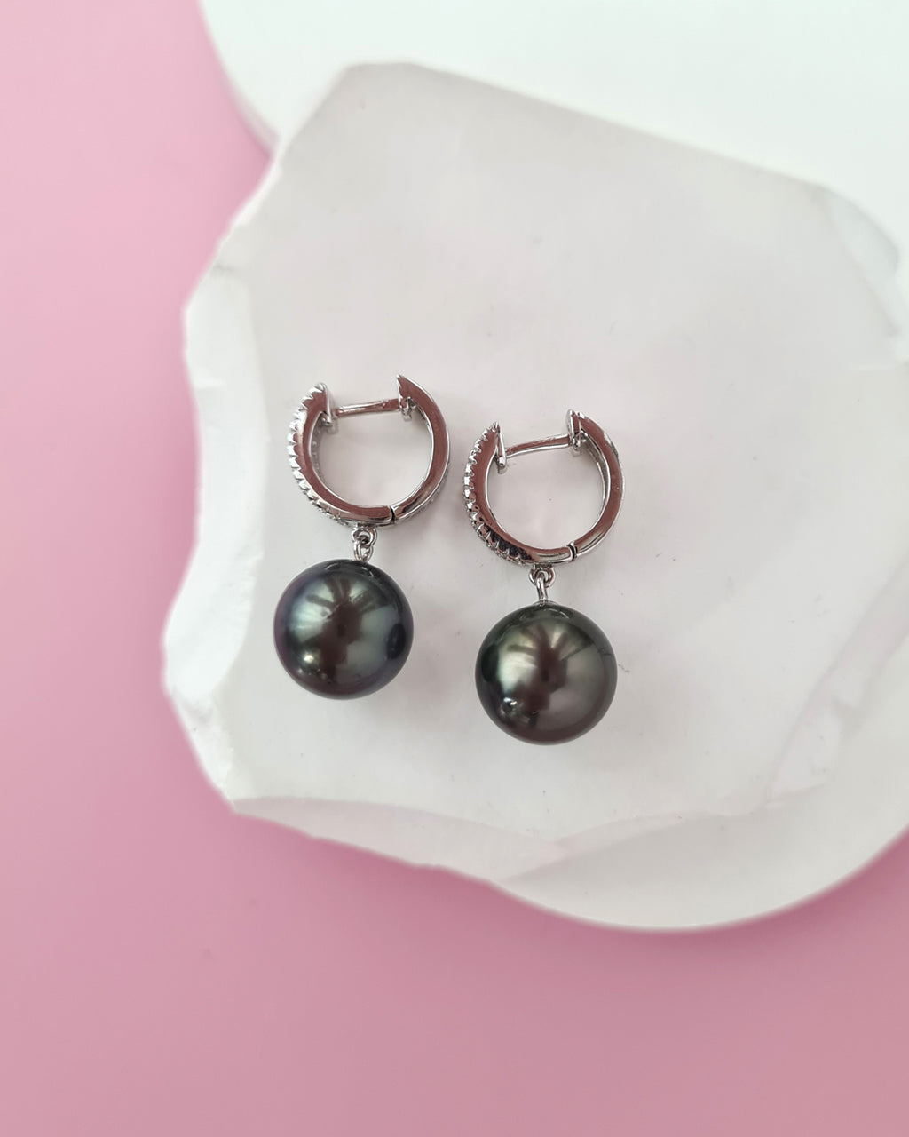 Tahitian Pearl Earrings - Fancy Hoop