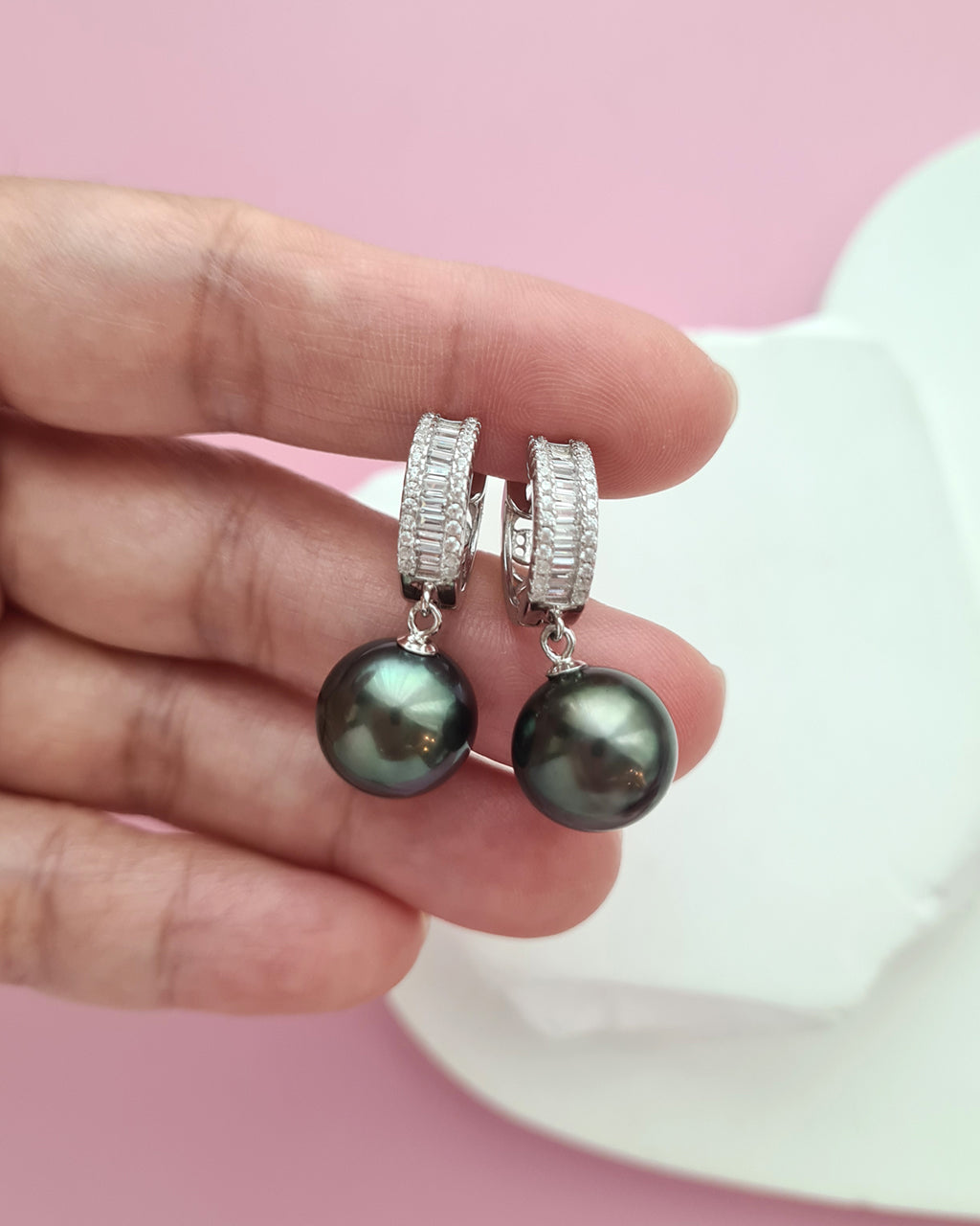 Tahitian Pearl Earrings - Fancy Hoop