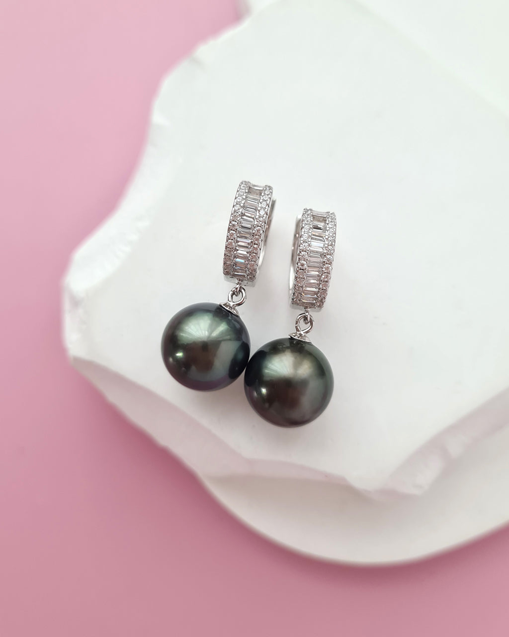 Tahitian Pearl Earrings - Fancy Hoop