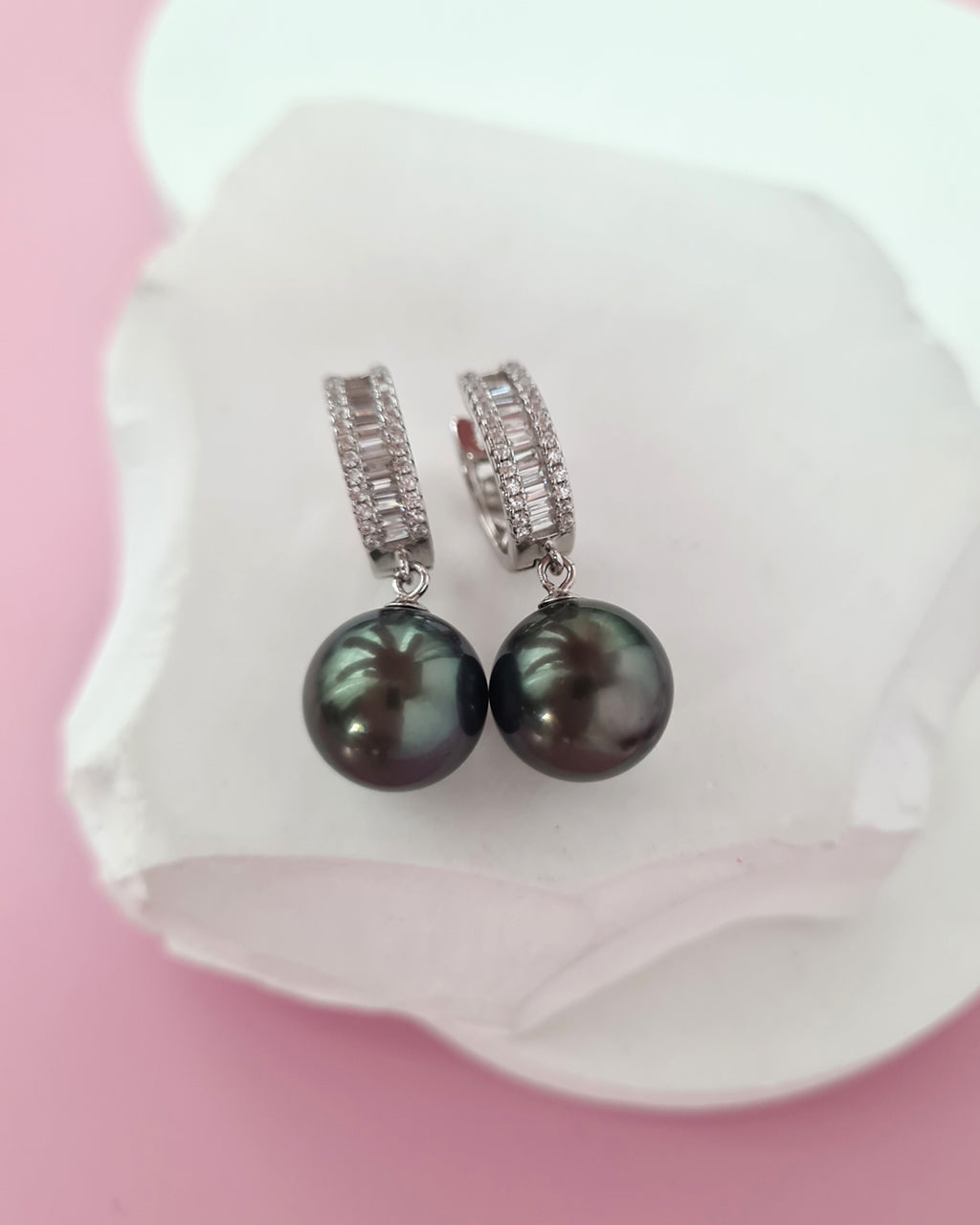 Tahitian Pearl Earrings - Fancy Hoop