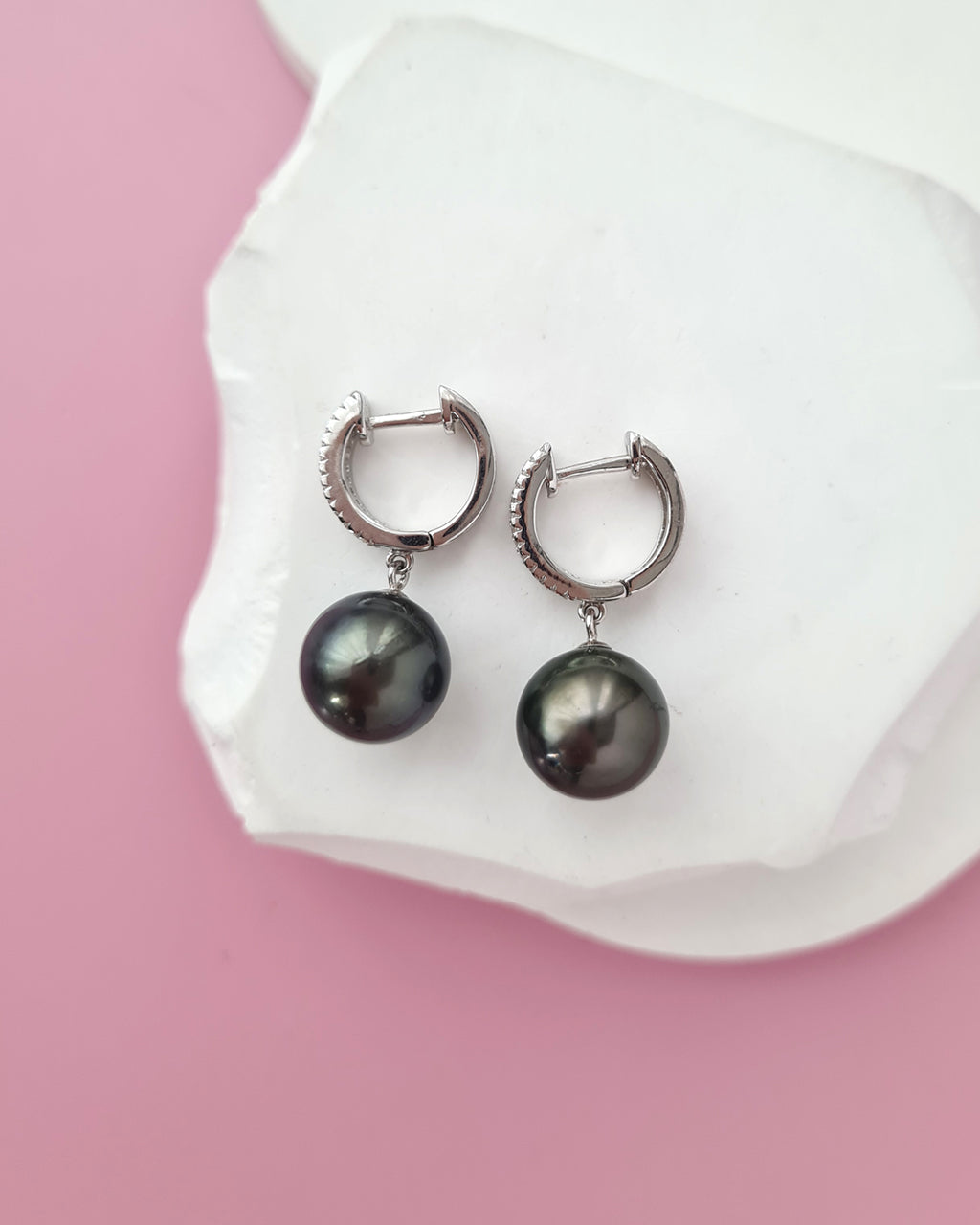 Tahitian Pearl Earrings - Fancy Hoop