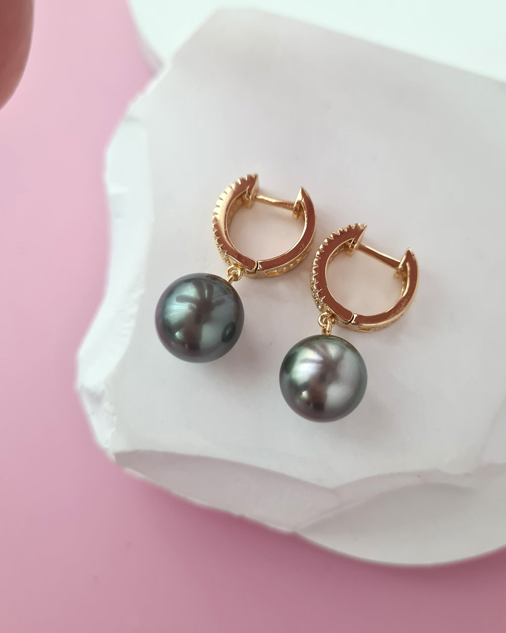 Tahitian Pearl Earrings - Fancy Hoop