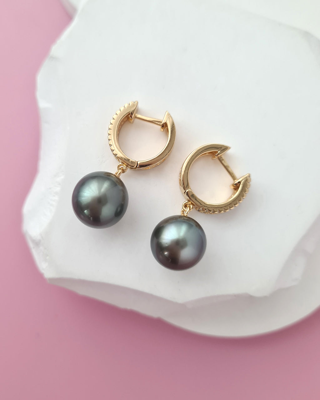 Tahitian Pearl Earrings - Fancy Hoop