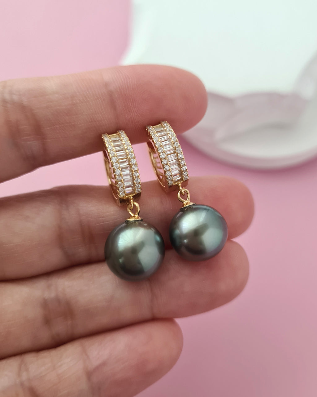 Tahitian Pearl Earrings - Fancy Hoop