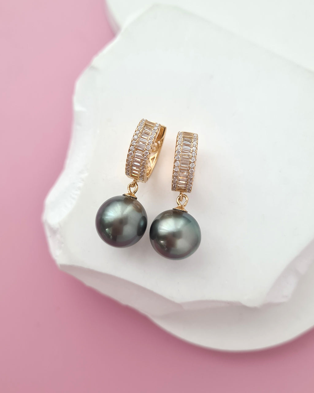 Tahitian Pearl Earrings - Fancy Hoop