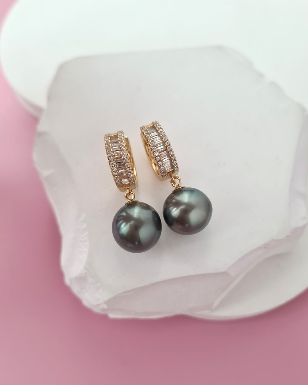 Tahitian Pearl Earrings - Fancy Hoop