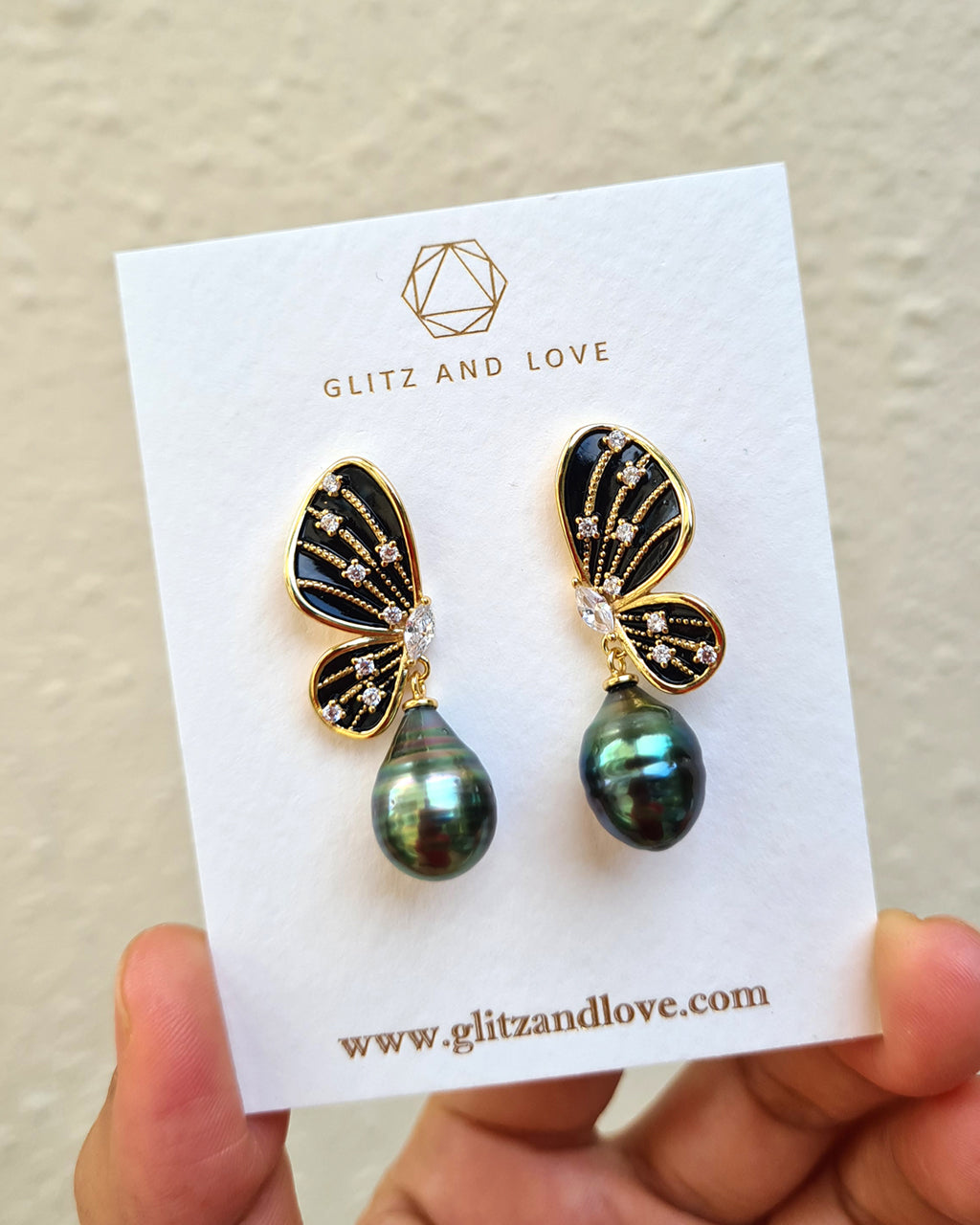 Black Butterfly Tahitian Pearl Earrings | Chic Modern Pearl Jewelry