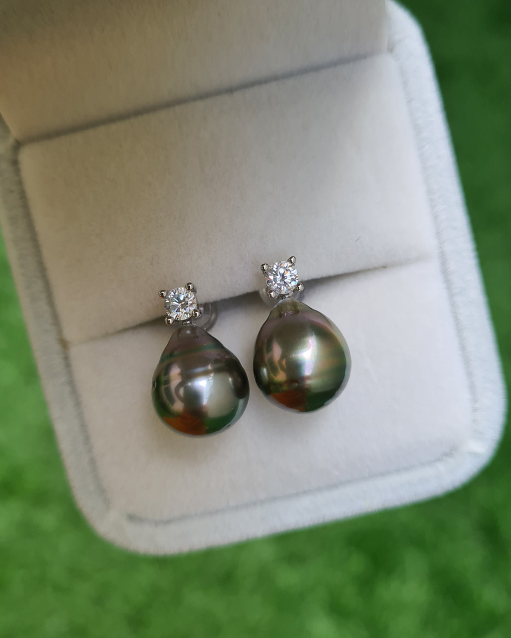 Tahitian Pearl Earrings | Platinum Grey Tahitian Pearl Drop Earrings Sterling Silver