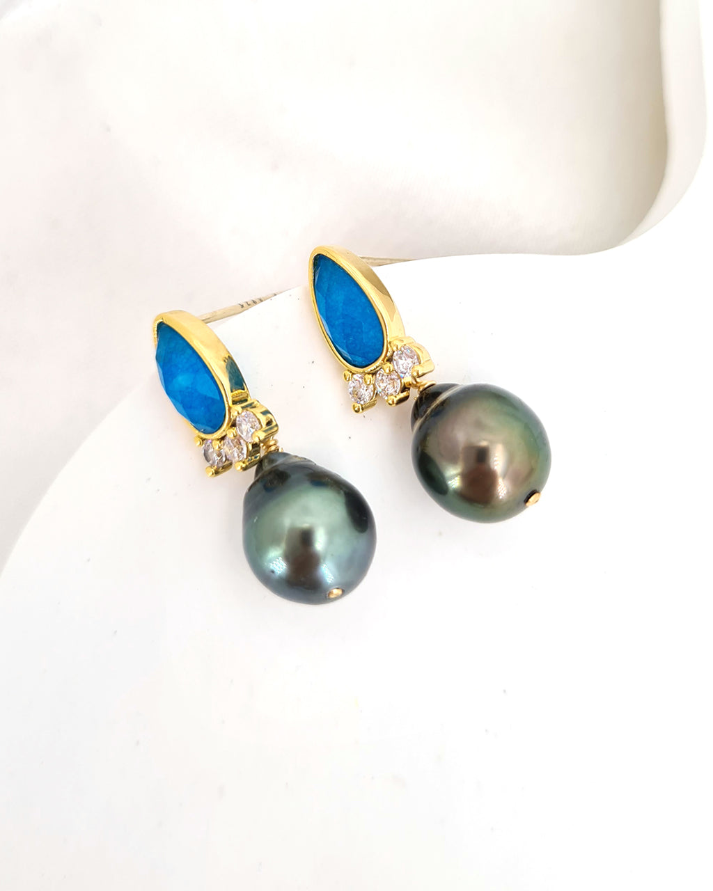 Tahitian Pearl Earrings | Something Blue Jewelry for Brides