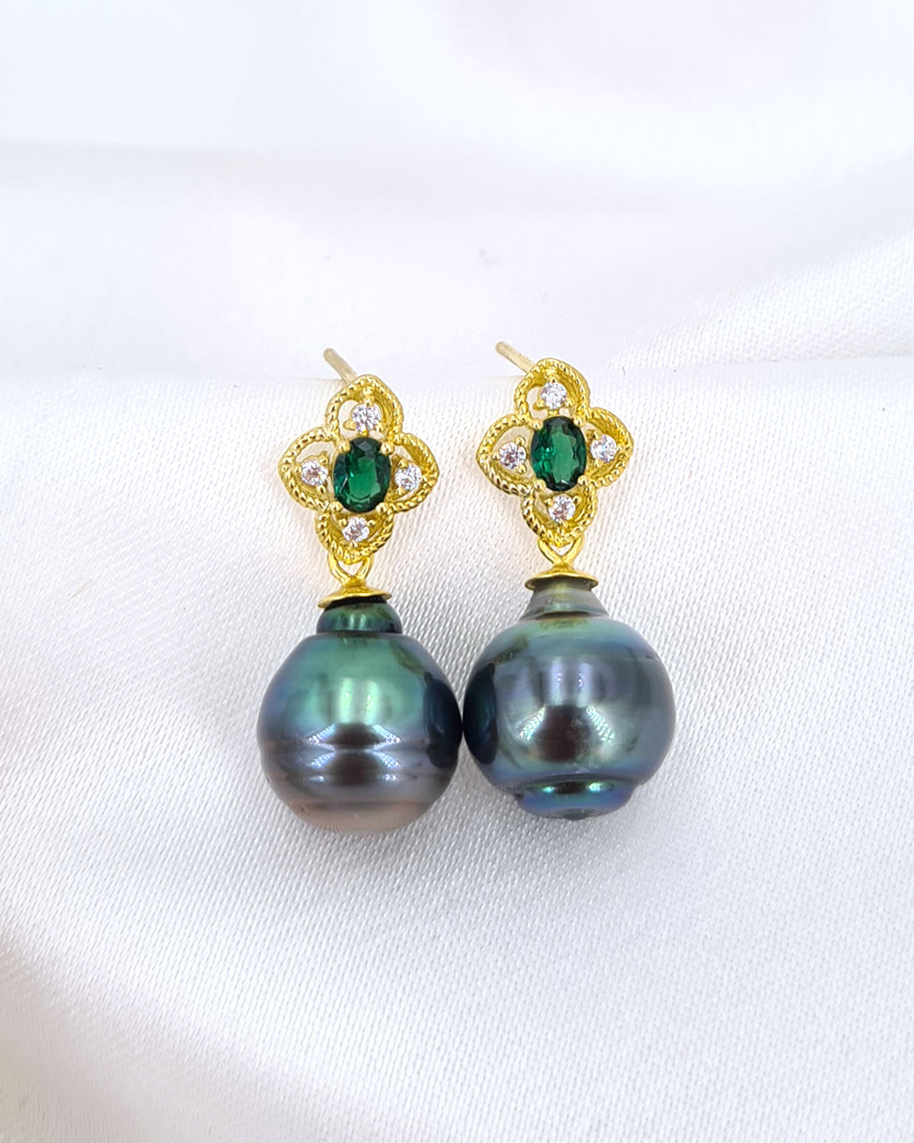 Tahitian Pearl Earrings - Vintage Style Handmade Sea Pearl Jewelry