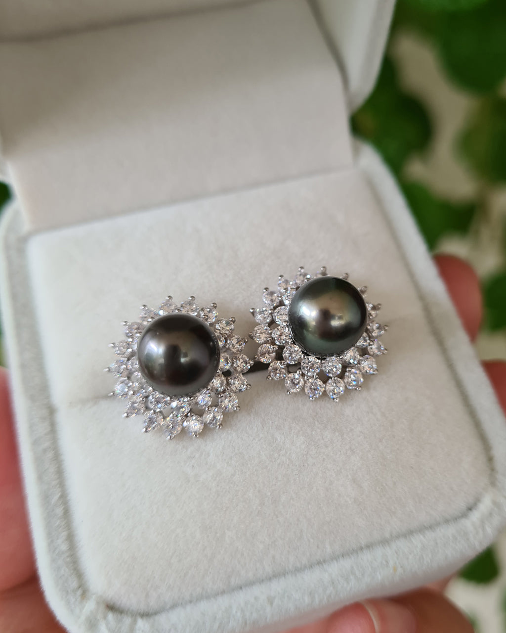 Tahitian Pearl Halo Stud Earrings | Timeless Pearl Jewelry 