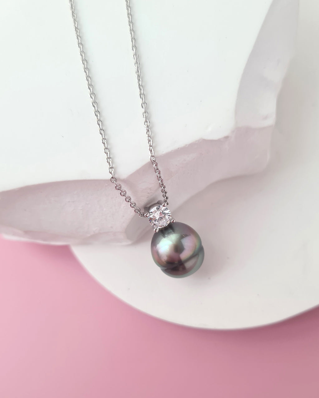 Tahitian Pearl Necklace - Purple Sheen Pearl Drop Pendant in Singapore