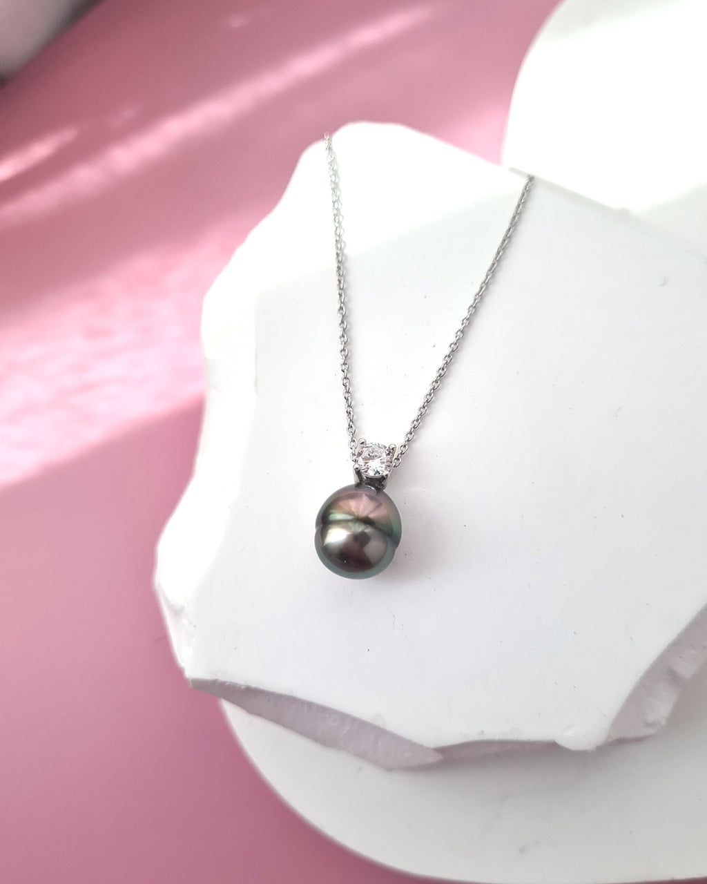 Tahitian Pearl Necklace - Purple Sheen Pearl Drop Pendant in Singapore