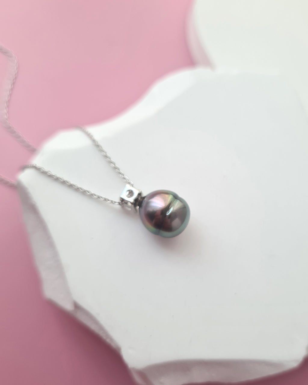 Tahitian Pearl Necklace - Purple Sheen Pearl Drop Pendant in Singapore