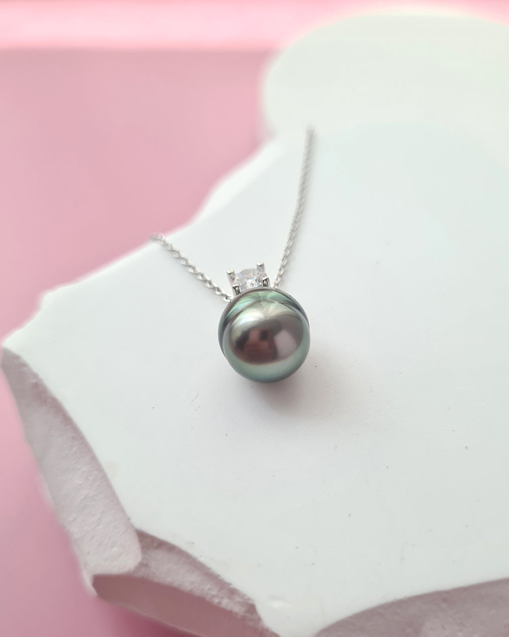 Tahitian Pearl Necklace - Purple Sheen Pearl Drop Pendant in Singapore
