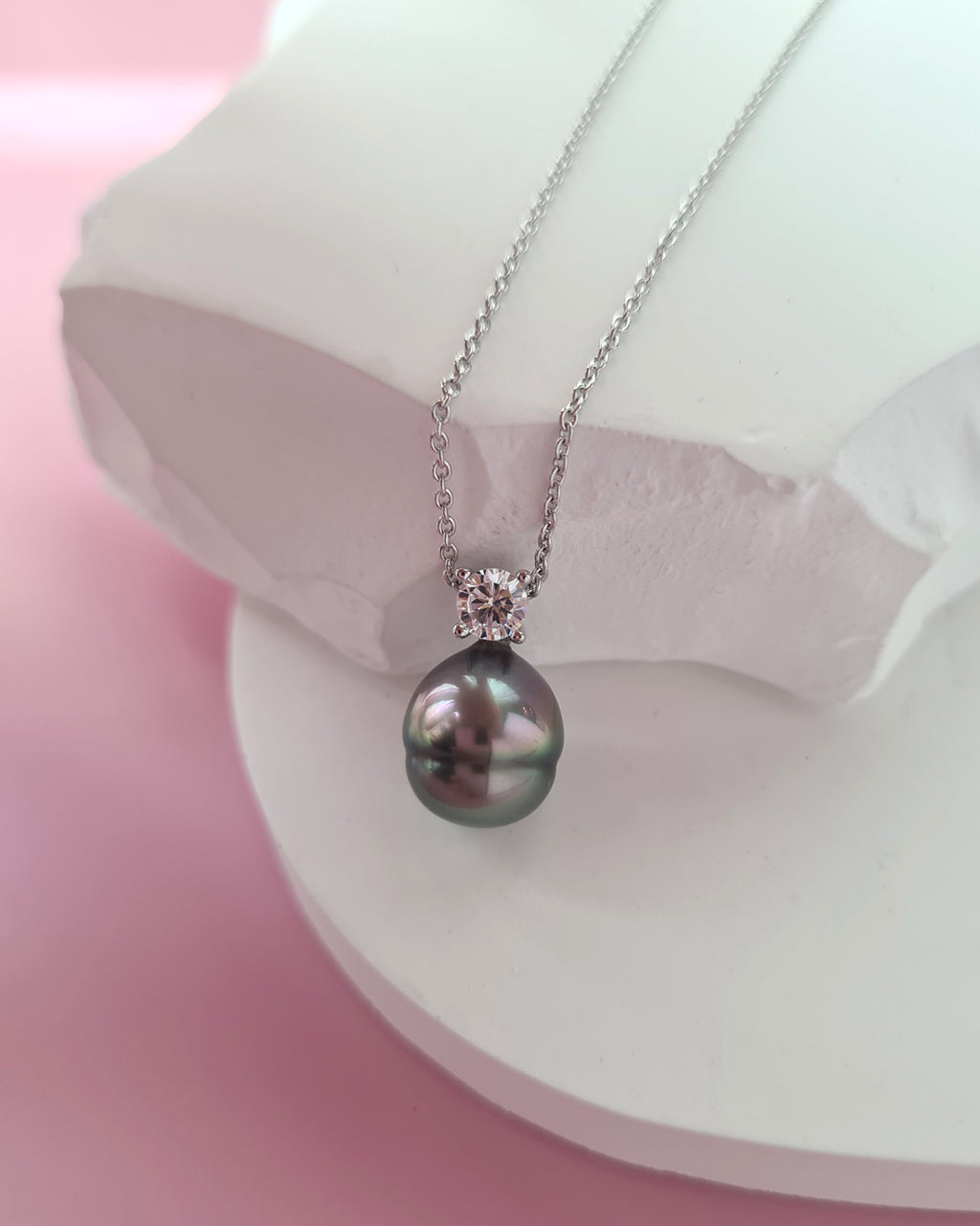 Tahitian Pearl Necklace - Purple Sheen Pearl Drop Pendant in Singapore
